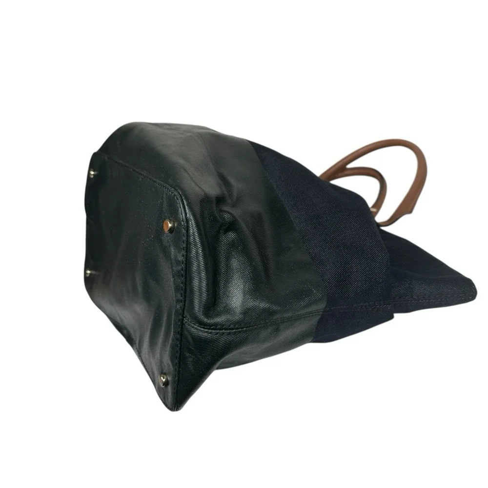 KATE SPADE Dixon Blaine Bag‎ Indigo Blue Denim Canvas Leather Satchel